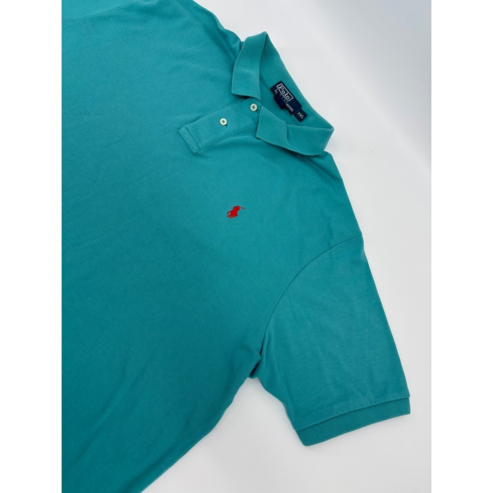 Polo Ralph Lauren Mens XXL Teal Green Short Sleeve Cotton Polo Shirt Red Pony